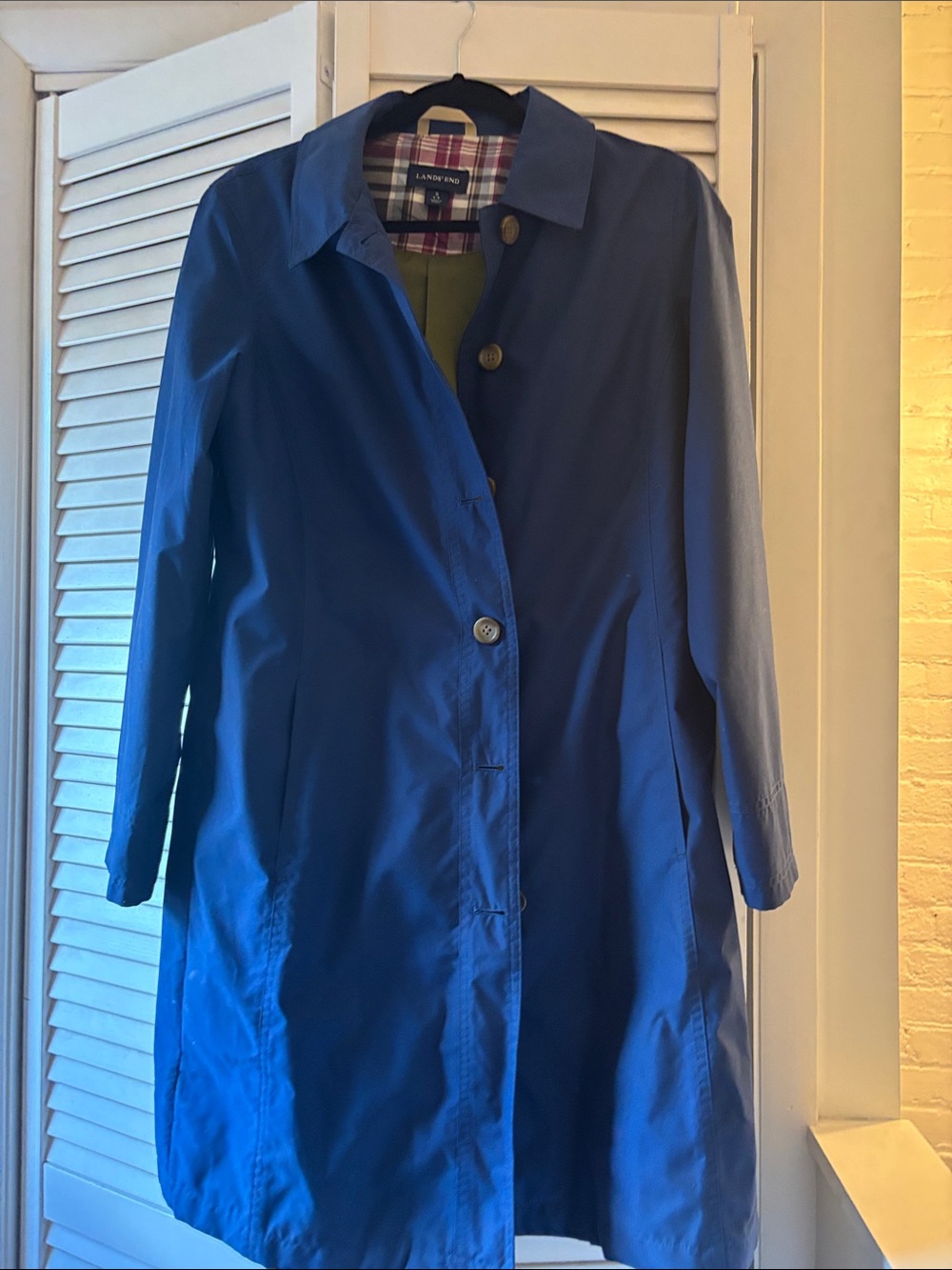 Lands' End Royal Blue Lightweight Trench Coat